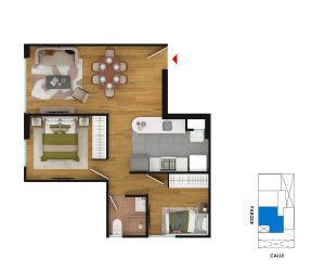 101 - Flat | Área total: 52.35 (m2)