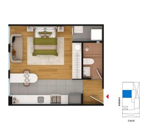 102 - Flat | Área total: 32.00 (m2)