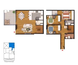 102 - Town House Duplex | Área total: 115.70 (m2) | (3 dormitorios)