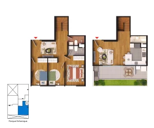 1101 - Pent House Duplex | Área total: 106.70 (m2) | (3 dormitorios)
