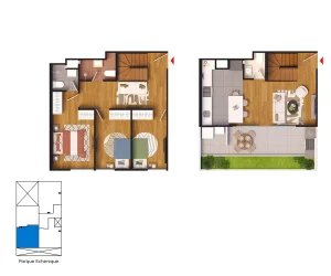 1102 - Pent House Duplex | Área total: 105.80 (m2) | (3 dormitorios)