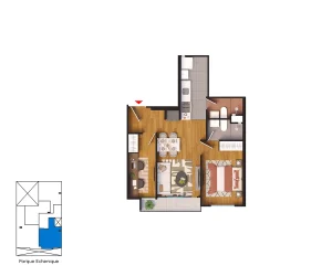 X01 - Flat | Área total: 54.20 (m2) | (1 dormitorio+estudio)