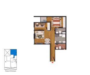 X04 - Flat | Área total: 54.10 (m2) | (1 dormitorio+estudio)